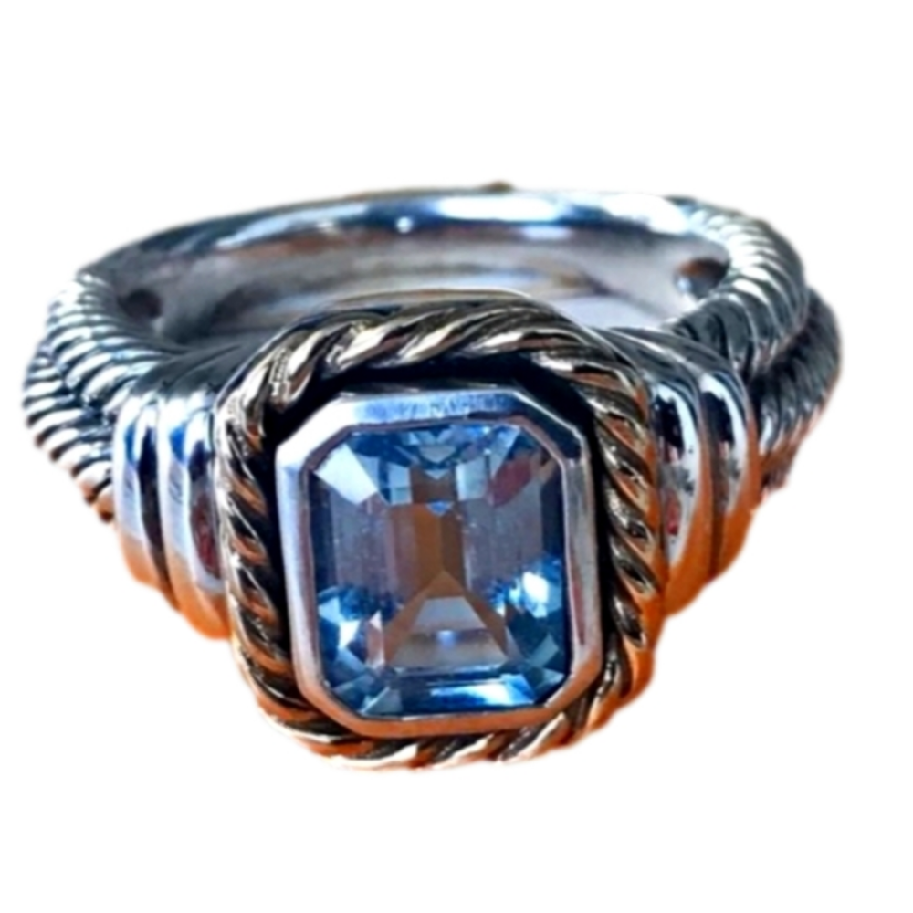 14k Gold and Sterling silver Blue Topaz RING Size